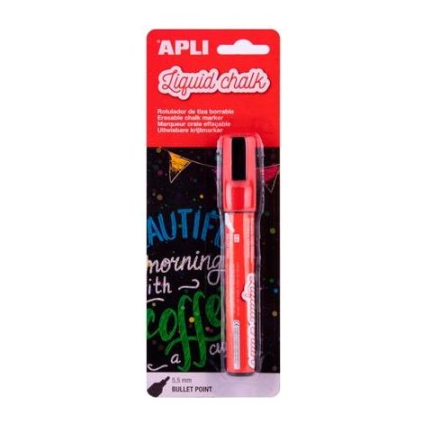 Rotulador de tiza líquida con punta redonda de 5,5 mm en color rojo. Ideal para escribir en pizarras, plástico, ventanas, etiquetas de pizarra, tabler
