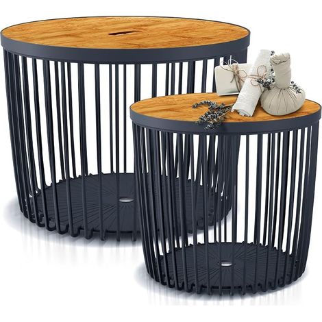 KOTARBAU Lot de 2 paniers de rangement multi-usages avec feuilles de bois. (1/5)