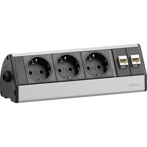 EVOline 103317 Steckdosenleiste 3fach Schwarz, Silber Schutzkontakt 1 St. (1/4)