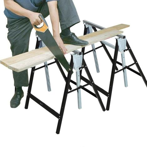 Verstellbarer Sägebock 68 x 56 x 130 cm, schwarz, klappbar – MEUBLIV (1/5)