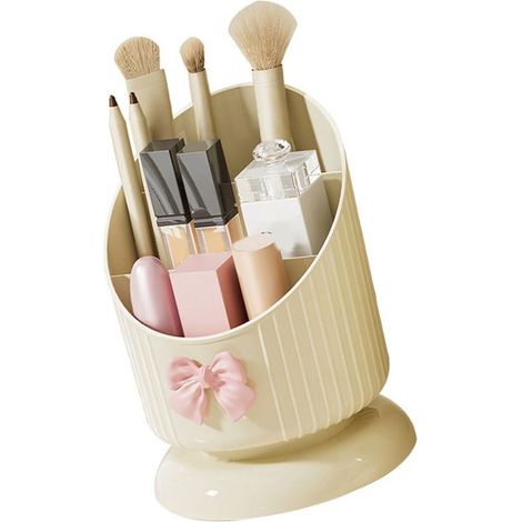 Seau de rangement cosmétique grande capacité, compartimenté, en plastique, pour rouge à lèvres et fard à paupières. (1/5)