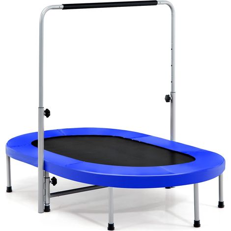 COSTWAY Trampolín Cama Elástica Ovalada Doble para 2 Personas Plegable Fitness con Empuñadura y Almohadilla de Seguridad (Azul) (1/5)