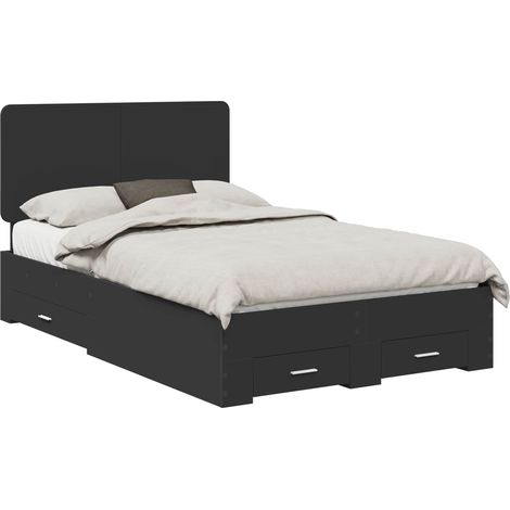 Estructura de cama Negro 135 x 190 cm Madera de ingeniería vidaXL