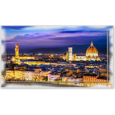 Lupia - Quadro moderno su Tela con Cornice stampata NEWEXT 75x135 cm, paesaggi localismi italiani, per casa soggiorno capezzale camera da letto hotel ufficio, FIRENZE PANORAMA TWILIGHT (1/4)