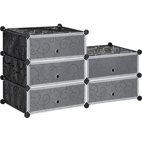 Meuble de rangement à chaussures modulable 6 cubes rectangulaires empilables - noir (1/5)