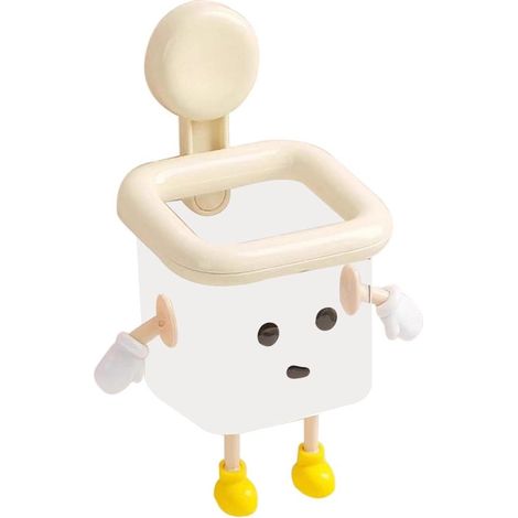 Estante organizador para ducha con ventosa - Organizador de baño - Diseño de robot divertido - 15 x 15 x 15 cm - Blanco (1/5)