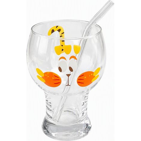 Verre à bière fantaisie motif tigre, 301-400 ml, avec paille (1/5)