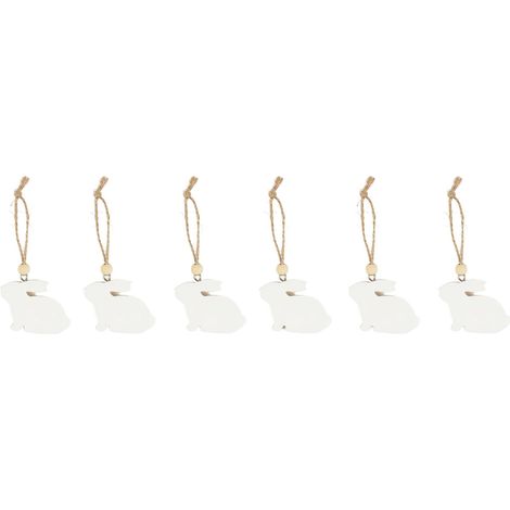 TrendLine Streudeko Hase Holz 5 x 3,5 cm weiß 6er Set Dekoration (1/2)