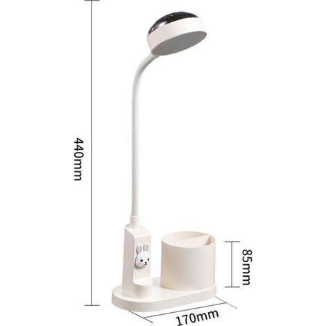 Lampe bureau LED enfant - 1 pièce, Beige avec porte-stylo LED interchangeable - Couleur beige Étiquette (1/5)