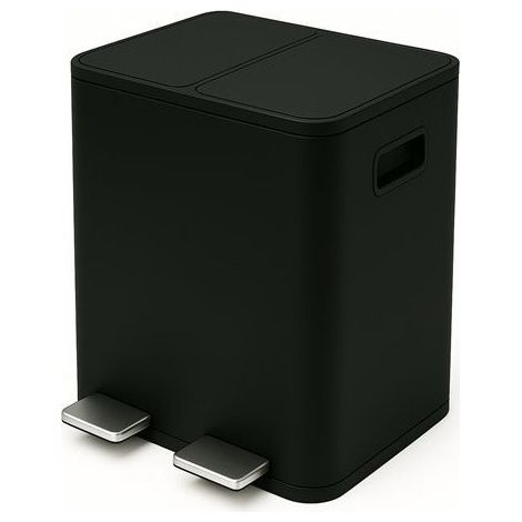 Cubo de Basura Negro 40 LITROS con Pedal Reciclaje Fácil con Doble Compartimento Estilo Moderno para tu Hogar (1/5)