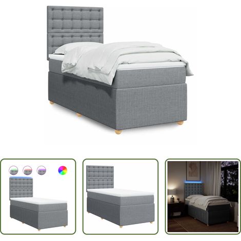 Matratze - Boxspringbett mit Matratze Hellgrau 90x200 cm Stoff (1/5)