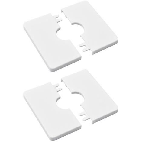 Lot de 2 cache-tuyaux carrés autocollants en plastique ABS pour tuyau de douche de 22 mm de diamètre (blanc)