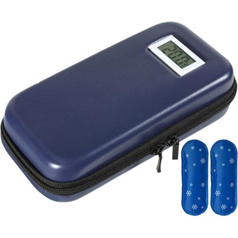 Étui de Stockage Réfrigéré pour Médicaments, Boîte Isotherme avec Poches de Glace pour Médicaments, Coffret Organisation Portable Affichage Température pour Maison Extérieur École (1/5)