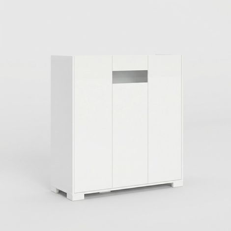 Buffet Haut À 3 Portes, 100 X 35 X 110 Cm, Blanc Brillant (1/3)