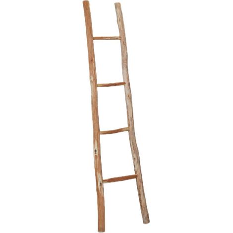 Echelle décorative rustique multi-usages 150 x 35 x 5 cm pour jardin chambre salle de bain en châtaignier nature (1/4)