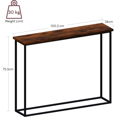 Narrow 100cm Console Table, Slim Hallway Table for Small Spaces, Industrial Metal Frame & Wood-Effect Top, Modern Entryway & Sofa Table