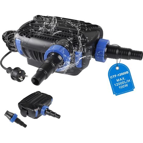 Pompe de Bassin 100W max. 12000L/H Pompe Fontaine Exterieur Aquarium Pompe Submersible Pomp Fontain Pomp À Eau avec Filtre (1/5)