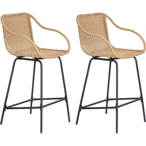 Metall-Insel- und Barstühle-Set mit Rattansitz 65cm MOOREA