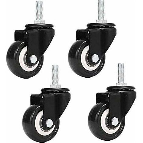 Roulette Pivotante - 1.5 Pouces - Filetage M8 x 25 mm - Pour Chariot Meuble Etagere - 4 Unites (1/4)