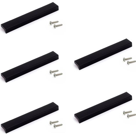 Emuca Lot von 5 Möbelgriffe Xirivella, L160mm, 128mm Achsenabstand, Aluminium, schwarz eloxiert (1/5)