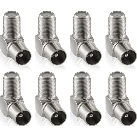 Adaptateur Antenne - Coudé 90 Degrés - F Vers IEC - Pour Cable Coaxial - Argent - 1 Pièce