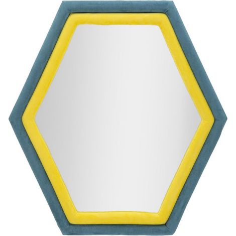 Miroir Mural en Velours "Tony" 80cm Bleu & Jaune (1/5)