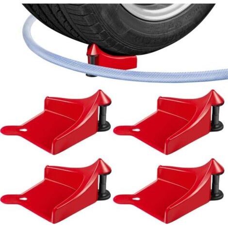 Ensemble de 4 guides-tuyaux pour tuyau de lavage de voiture, rouleaux pour tuyau de lavage de pneus, empêchent le tuyau haute pression de se coincer sous les roues, outil de lavage de voiture en plast
