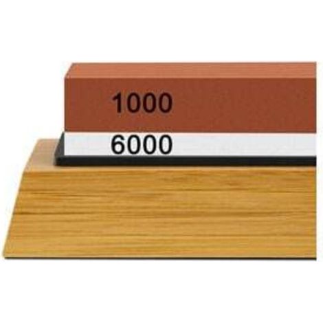 Aiguiseur de Couteaux 2 en 1 avec Pierre à Aiguiser 1000/6000, Base Bambou Antidérapante (1/4)