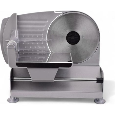 Affettatrice inox con lama removibile 19 cm regolabile fino a 15 mm carrello protetto piedini antiscivolo 150w 220-240v (1/4)