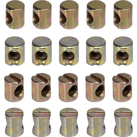 Paquete de 20 tuercas ranuradas M6 para muebles, sillas, camas y cunas. (1/5)
