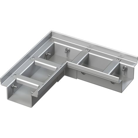 Canaleta de desagüe de esquina de 100 mm con ajuste, acero inoxidable. (1/2)