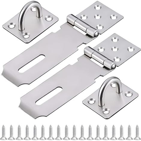 4 Pièces Moraillon Porte Cadenas,Loquet Cadenas,Loquet de Cadenas,Loquet Porte Exterieur Argent,Loquet de Porte avec Vis (1/5)