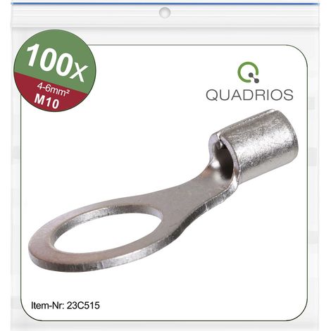 Quadrios 23C515 Ringkabelschuh  Querschnitt (max.)=6 mm² Loch-Ø=10.5 mm Unisoliert  100 St. (1/5)