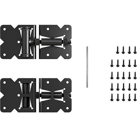 Charnière de portail à fermeture automatique robuste, réglable à 90 degrés, avec vis de fixation et dispositif de réglage du mouvement. (1/5)