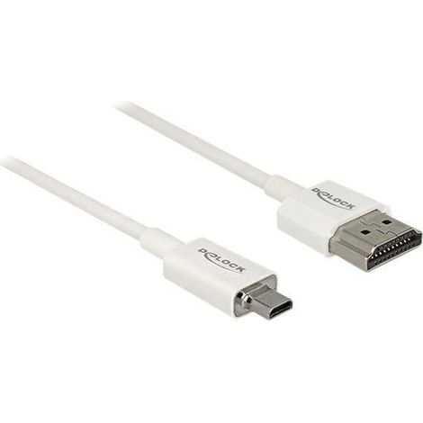 Cavo HDMI micro Delock Slim di alta qualità con Ethernet 2m bianco 4K