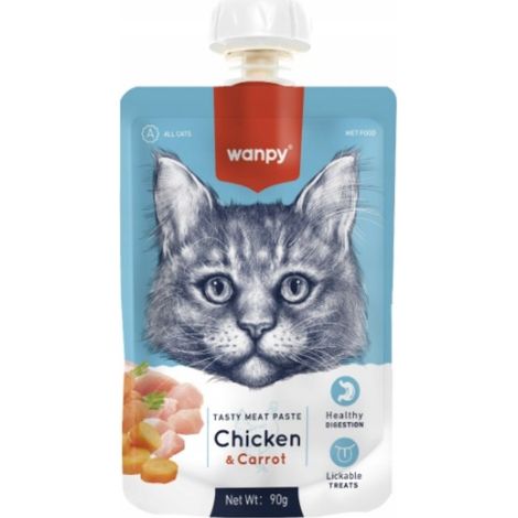 Wanpy Cat Pasta aromatizzata Patty cremoso per gatti 90 g - Pollo e carota 90 g