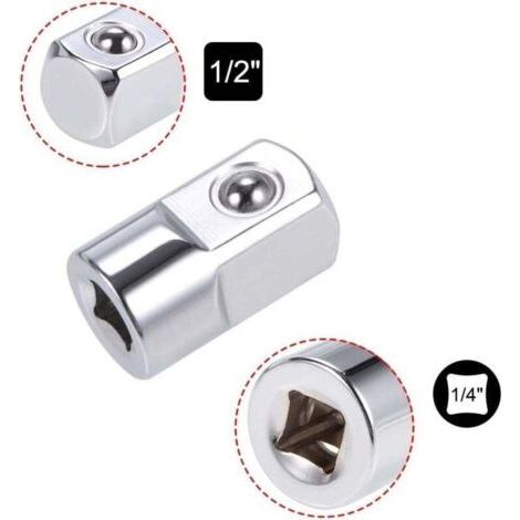 QORVA-Adaptateur Douille Réducteur 1/4 Pouce Femelle à 1/2 Pouce Male en Cr-V Acier