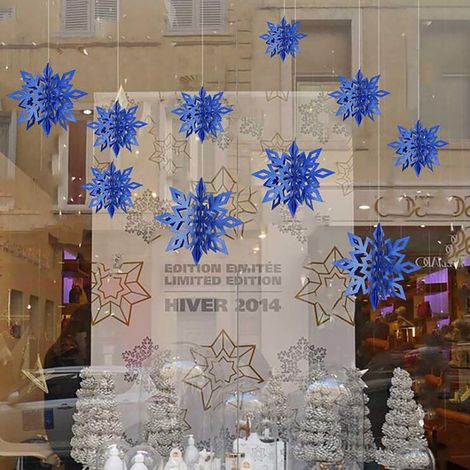Guirlande De Flocons De Neige En Carton - Décoration 3D Pour Intérieur Et Extérieur - Idéale Pour Noël Et Fêtes - Lot De 6 Pièces (1/3)