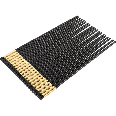 Lot de 10 paires de baguettes antidérapantes en plastique de haute qualité pour hôtels et restaurants, couleur or (1/5)