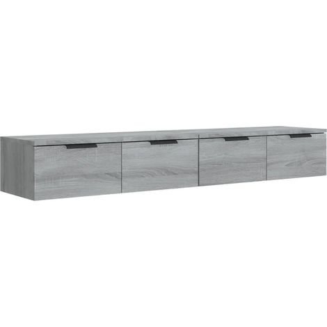 Conjunto de 2 armarios de almacenamiento clásicos para montaje en pared 68 x 30 x 20 cm fabricados en madera de ingeniería Sonoma gris 020055227 (1/5)