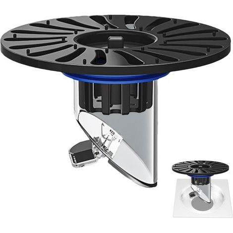 Caniveau de sol et drain de douche en acier inoxydable, anti-odeur et anti-colmatage, facile à installer, pour cuisine et buanderie, noir et rouge (1/5)
