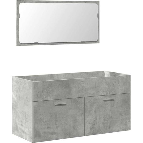 Maison Exclusive - Mobile da Bagno con Specchio Grigio Cemento Legno Multistrato