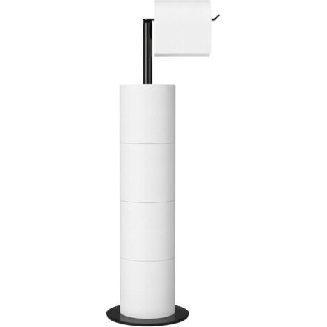 Porte-Rouleau de Papier Toilette sur Pied pour Salle de Bain, Support de Rouleau de Papier Toilette en Acier Inoxydable avec Finition Noire, Distributeur de Papier Toilette Simple et Pratique (1/4)
