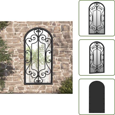 Miroir de jardin Noir 70x30 cm Fer pour utilisation extérieure - Miroir De Jardin - Miroir Extérieur - Décoration Jardin - Miroir Design - Miroir Rustique (1/5)