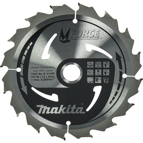 Makita Kreissägeblatt M-FORCE 165/20 mm, 16 Zähne, 1,2 mm, Holz
