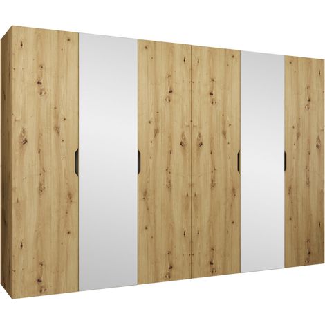 Armoire Hartford 518, Chêne Artisan, 202x300x50cm, Portes d'armoire: Avec des charnières, Nombre d'étagères: 4 (1/4)