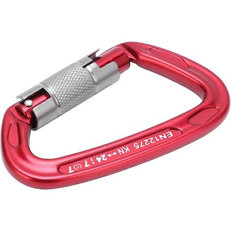 Camnal Mousqueton Alpinisme Extérieur Léger Anticorrosion Verrouillage Type D Protection Principale Sécurité (Rouge)