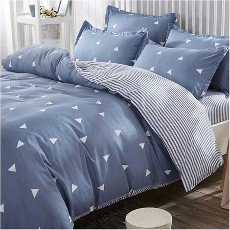 Bettgarnitur - 1 Bettbezug 220 x 240 cm + 2 Kopfkissenbezüge 60 x 60 cm - 65% Baumwolle, 35% Polyester - Blau (1/3)