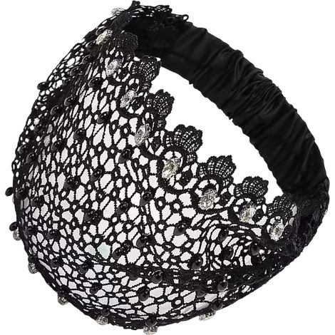 Spitzen-Stirnbänder für Damen, elastische Vintage-Ösen, Strass, extra breite Spitzen-Stirnbänder, für Party, Dating, Freizeit, Hochzeitszeremonie (1/5)