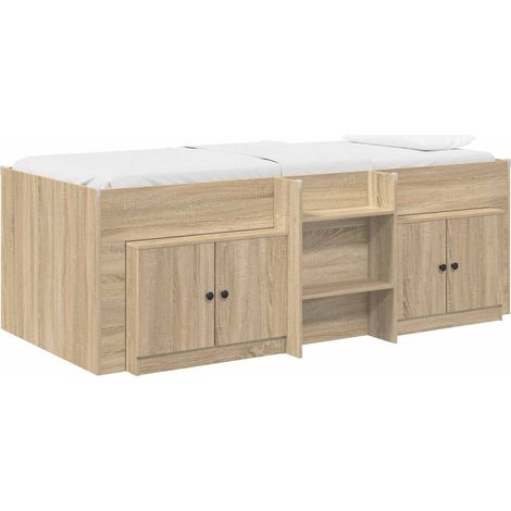 Loft Bed Frame with Cabinet 3 pcs Sonoma Oak Engineered Wood vidaXL (1/5)